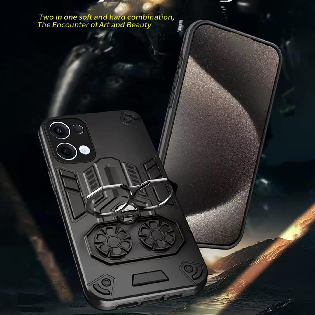 Oppo Reno 13 5G Armor knight Series Camera Protection 2 in 1 Shockproof Phone Cover with Kickstand