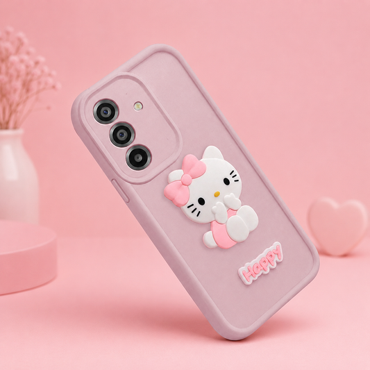 SAMSUNG A35 5g Cute 3D Kitty Soft Silicone Shockproof Protective Back Cover with Camera Protection