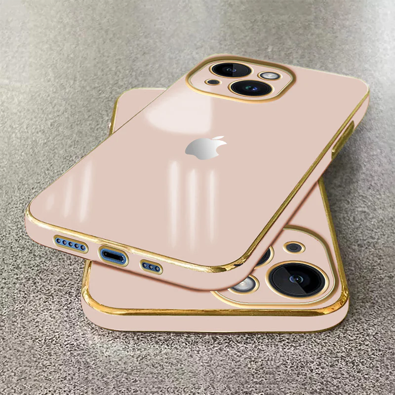 IPHONE 15-SERIES ULTRA-SHINE GOLD ELECTROPLATED LUXURIOUS BACK CASE WITH CAMERA PROTECTION