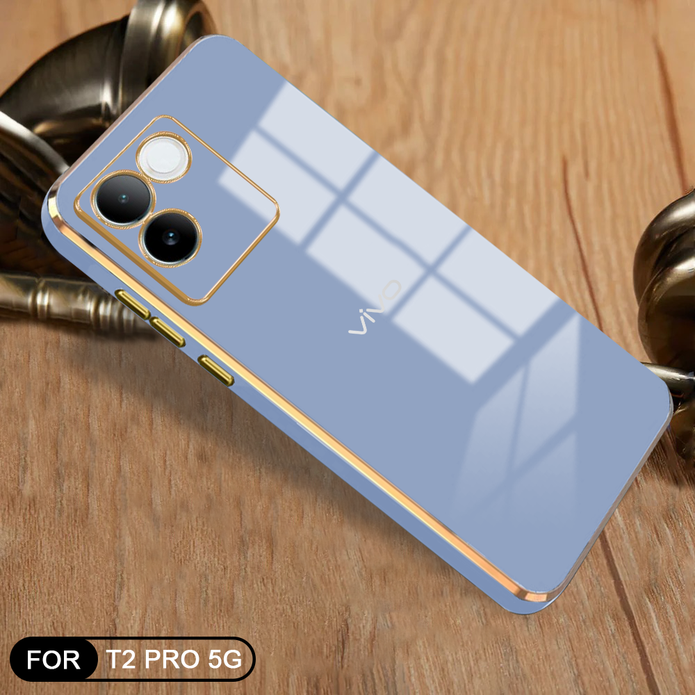 VIVO T2 PRO 5G ULTRA-SHINE GOLD ELECTROPLATED LUXURIOUS  BACK CASE WITH CAMERA PROTECTION