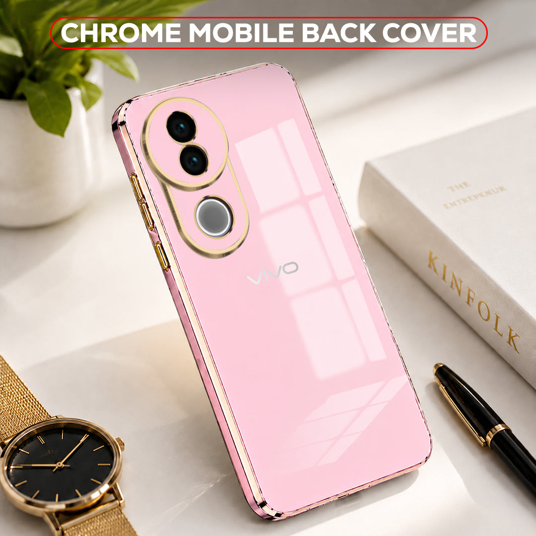 VIVO V50 5G GOLD ELECTROPLATED LUXURIOUS BACK CASE WITH CAMERA PROTECTION