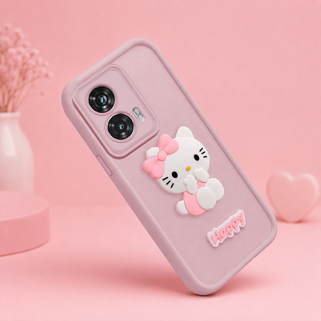 MOTOROLA EDGE 50 FUSION Cute 3D Kitty Soft Silicone Shockproof Protective Back Cover with Camera Protection