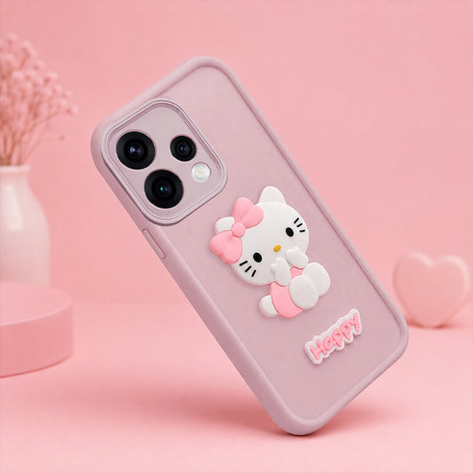 OPPO RENO 15  Cute 3D Kitty Soft Silicone Shockproof Protective Back Cover with Camera Protection