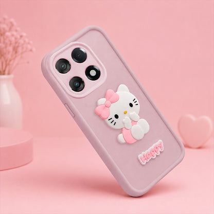 OnePlus 13R  Cute 3D Kitty Soft Silicone  Shockproof Protective Back Cover with Camera Protection