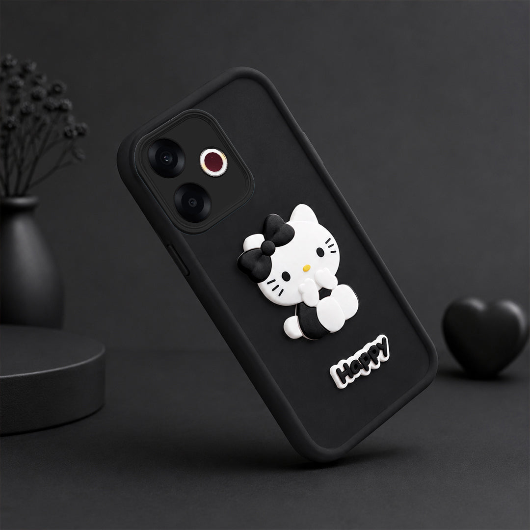 OPPO F33 PRO  Cute 3D Kitty Soft Silicone Shockproof Protective Back Cover with Camera Protection