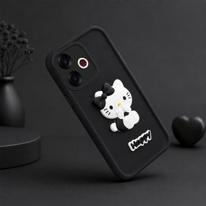 OPPO F33 PRO  Cute 3D Kitty Soft Silicone Shockproof Protective Back Cover with Camera Protection