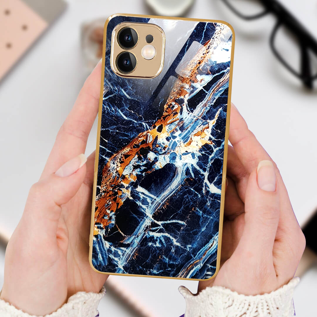 iPhone-11 Cluster Pattern Protective Glass Back Cover/Case