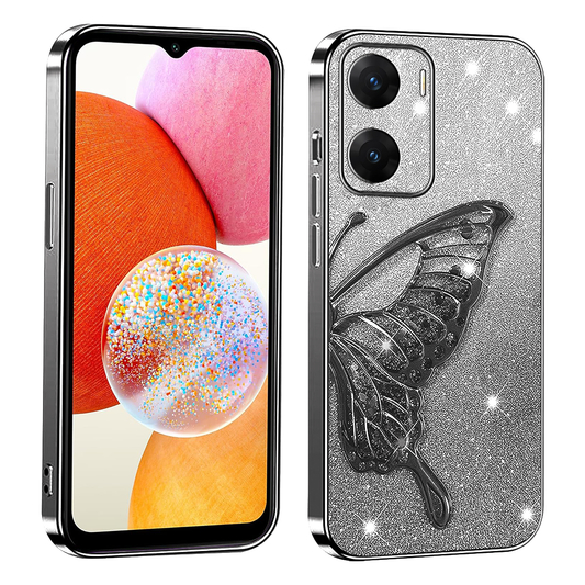 VIVO V29E Cute 3D Butterfly Case Slim Plating Glitter Bling Luxury Cover