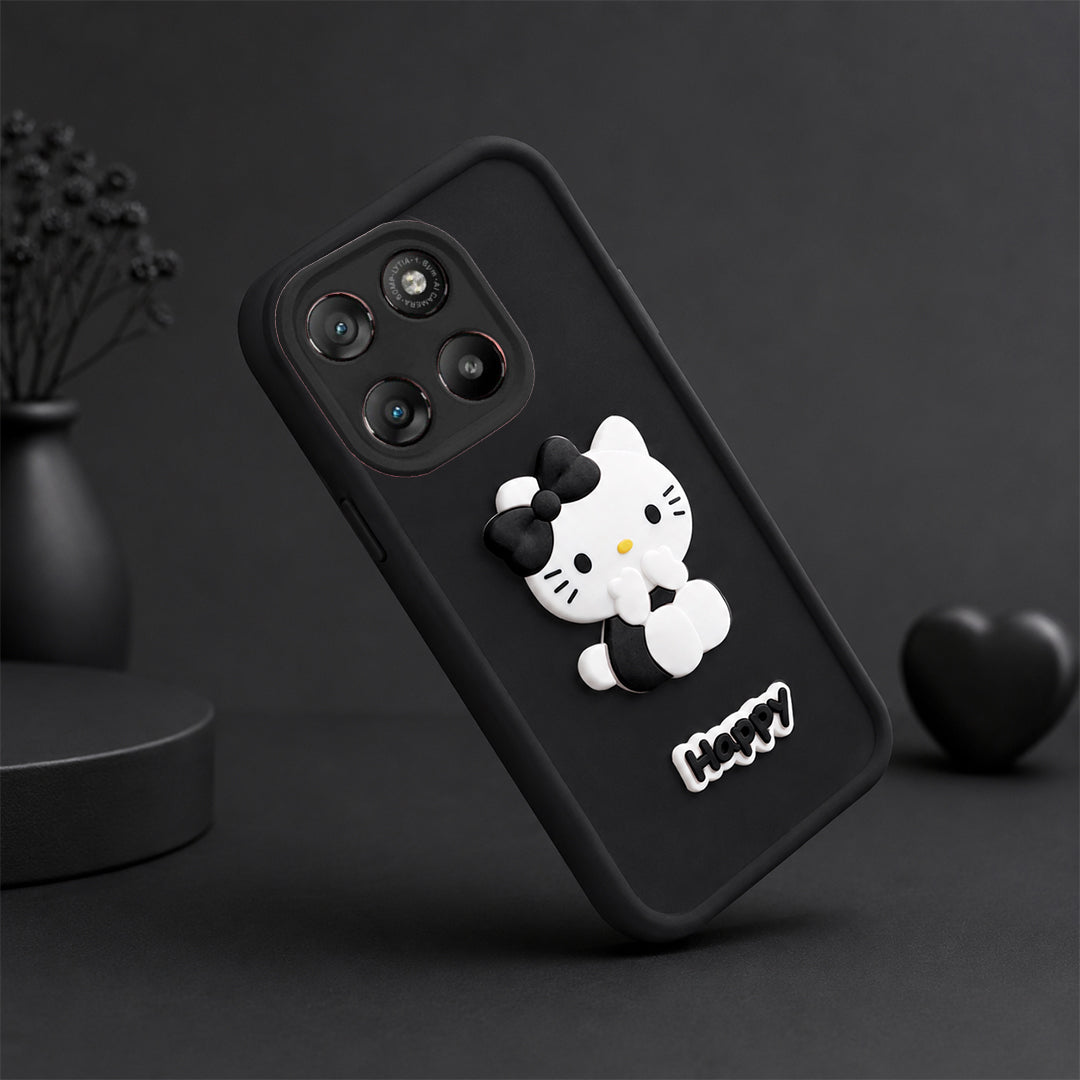 MOTOROLA EDGE 70 FUSION Cute 3D Kitty Soft Silicone Shockproof Protective Back Cover with Camera Protection