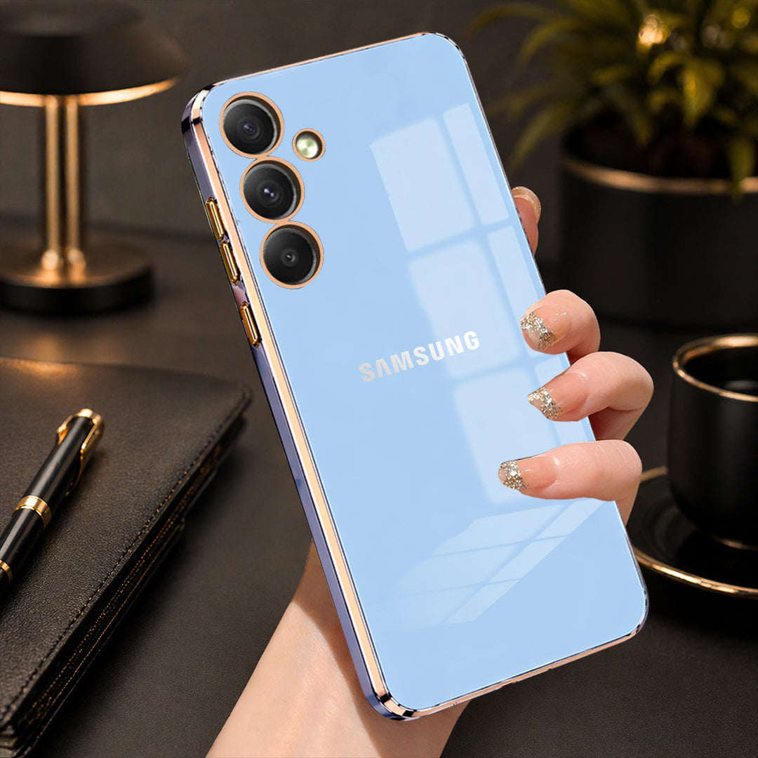 GALAXY A55 5G ULTRA-SHINE GOLD ELECTROPLATED LUXURIOUS  BACK CASE WITH CAMERA PROTECTION