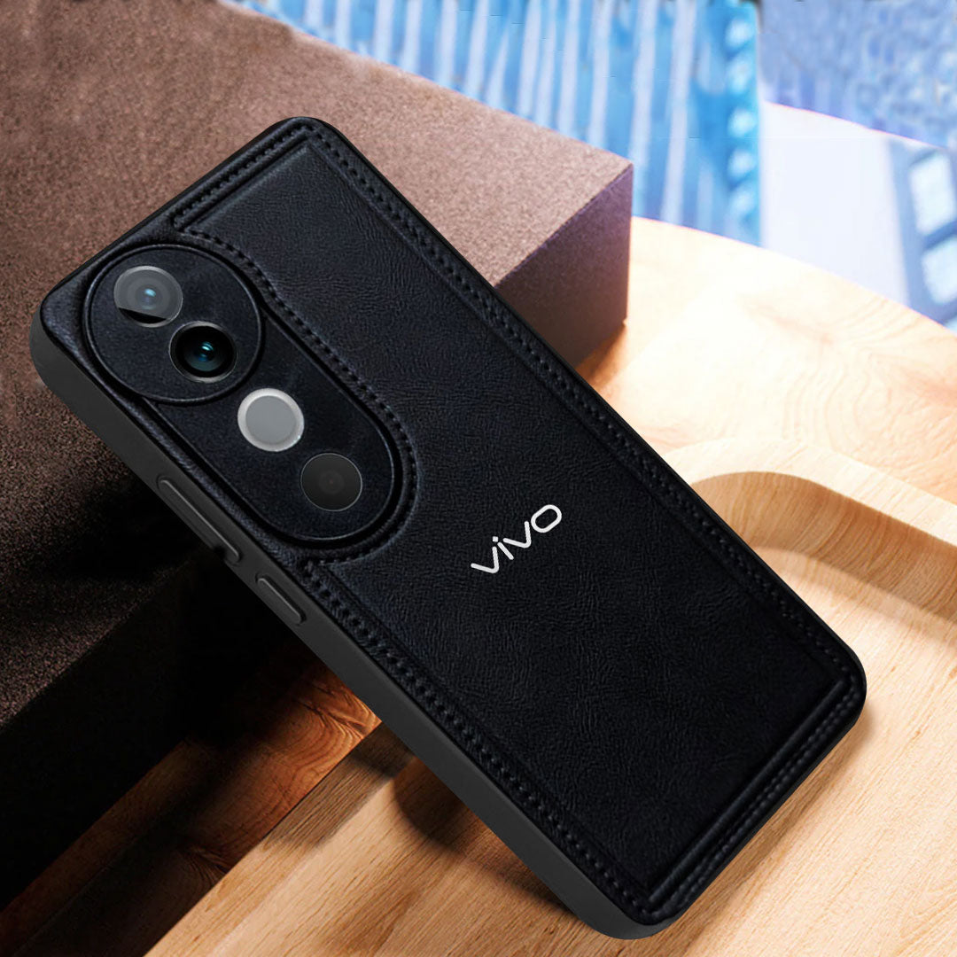 VIVO V40 5G Vintage Leather Stitched Protective Back Case