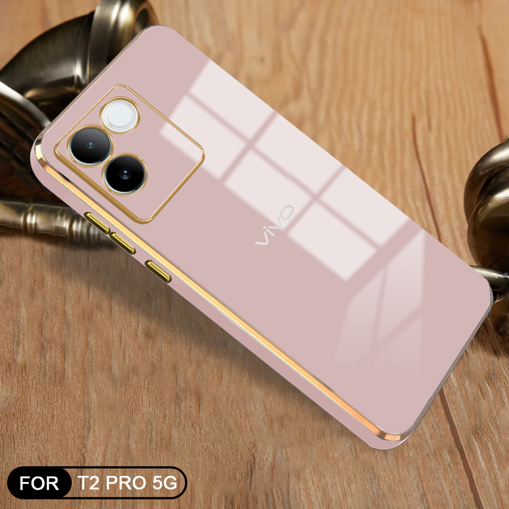 VIVO T2 PRO 5G ULTRA-SHINE GOLD ELECTROPLATED LUXURIOUS  BACK CASE WITH CAMERA PROTECTION