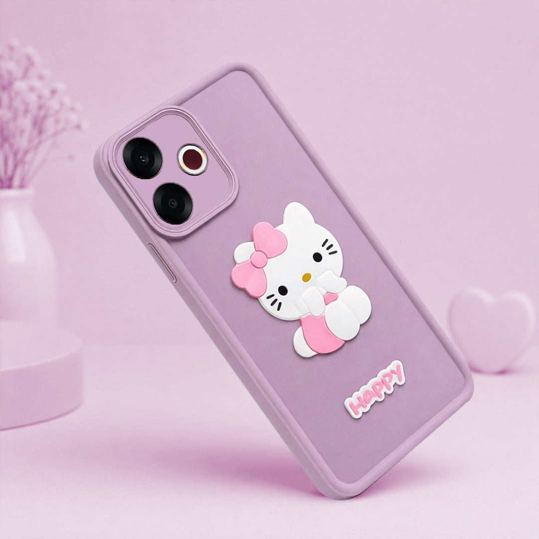 OPPO F33 PRO  Cute 3D Kitty Soft Silicone Shockproof Protective Back Cover with Camera Protection