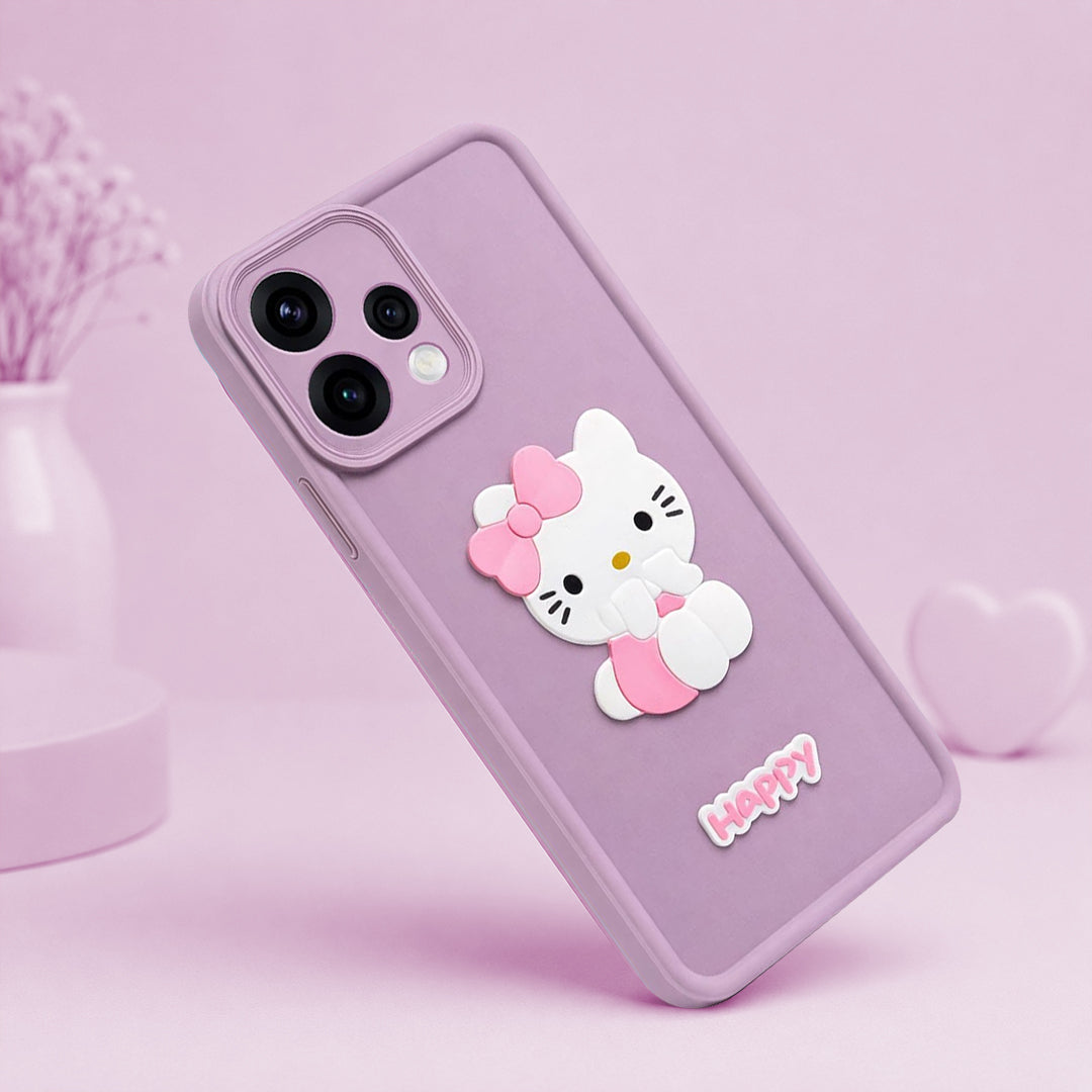 OPPO RENO 15  Cute 3D Kitty Soft Silicone Shockproof Protective Back Cover with Camera Protection