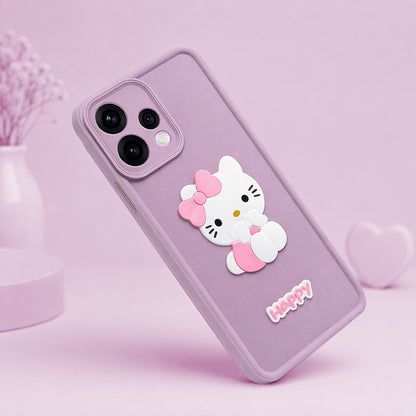 OPPO RENO 15  Cute 3D Kitty Soft Silicone Shockproof Protective Back Cover with Camera Protection