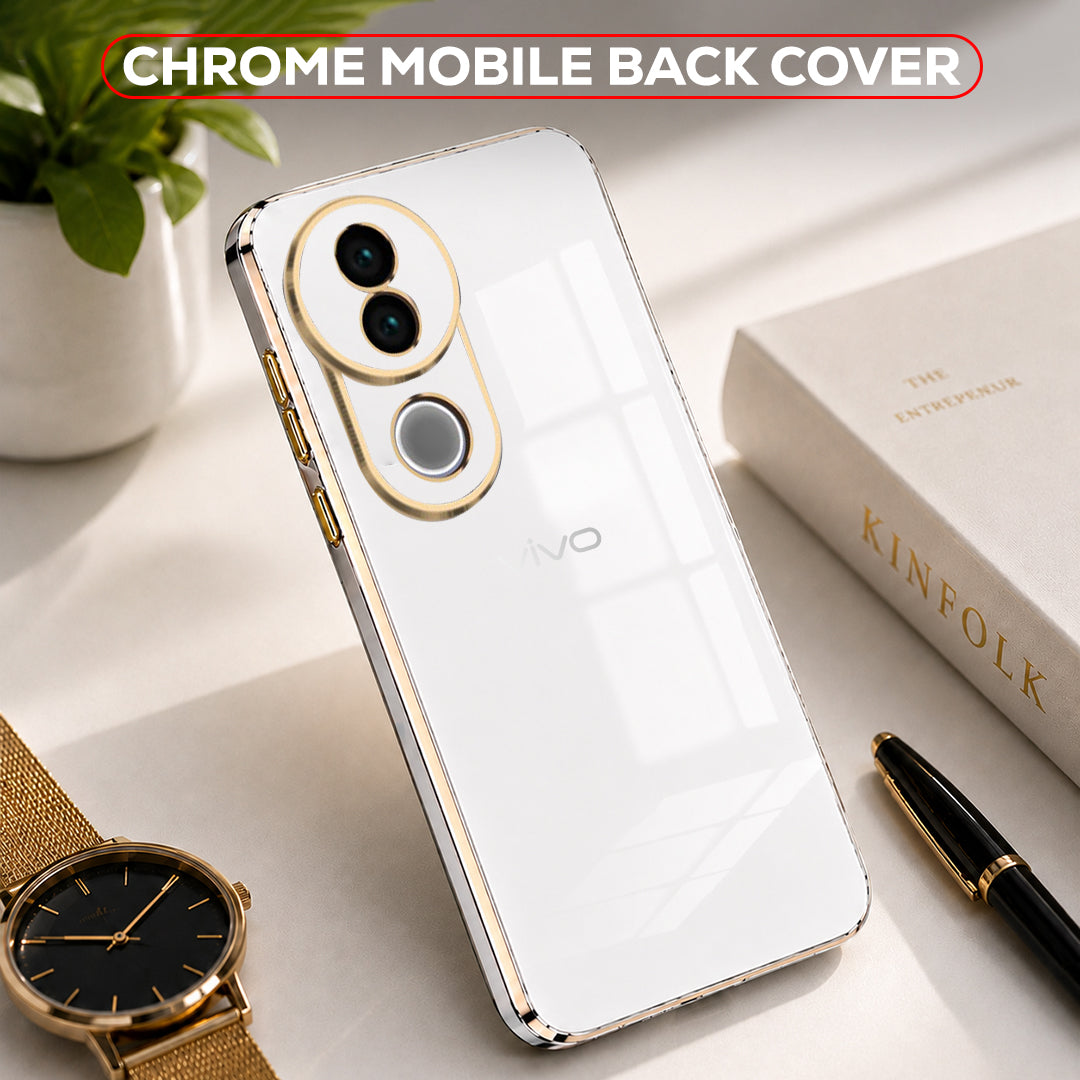 VIVO V50 5G GOLD ELECTROPLATED LUXURIOUS BACK CASE WITH CAMERA PROTECTION