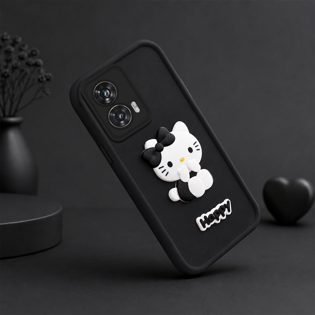 MOTOROLA EDGE 50 FUSION Cute 3D Kitty Soft Silicone Shockproof Protective Back Cover with Camera Protection