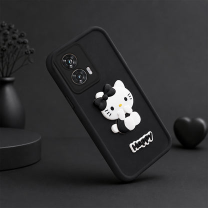 MOTOROLA EDGE 50 FUSION Cute 3D Kitty Soft Silicone Shockproof Protective Back Cover with Camera Protection