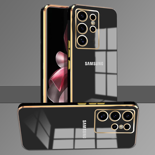 GALAXY S25 ULTRA 5G ULTRA-SHINE GOLD ELECTROPLATED LUXURIOUS  BACK CASE WITH CAMERA PROTECTION