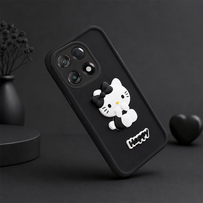 OnePlus 13R  Cute 3D Kitty Soft Silicone  Shockproof Protective Back Cover with Camera Protection