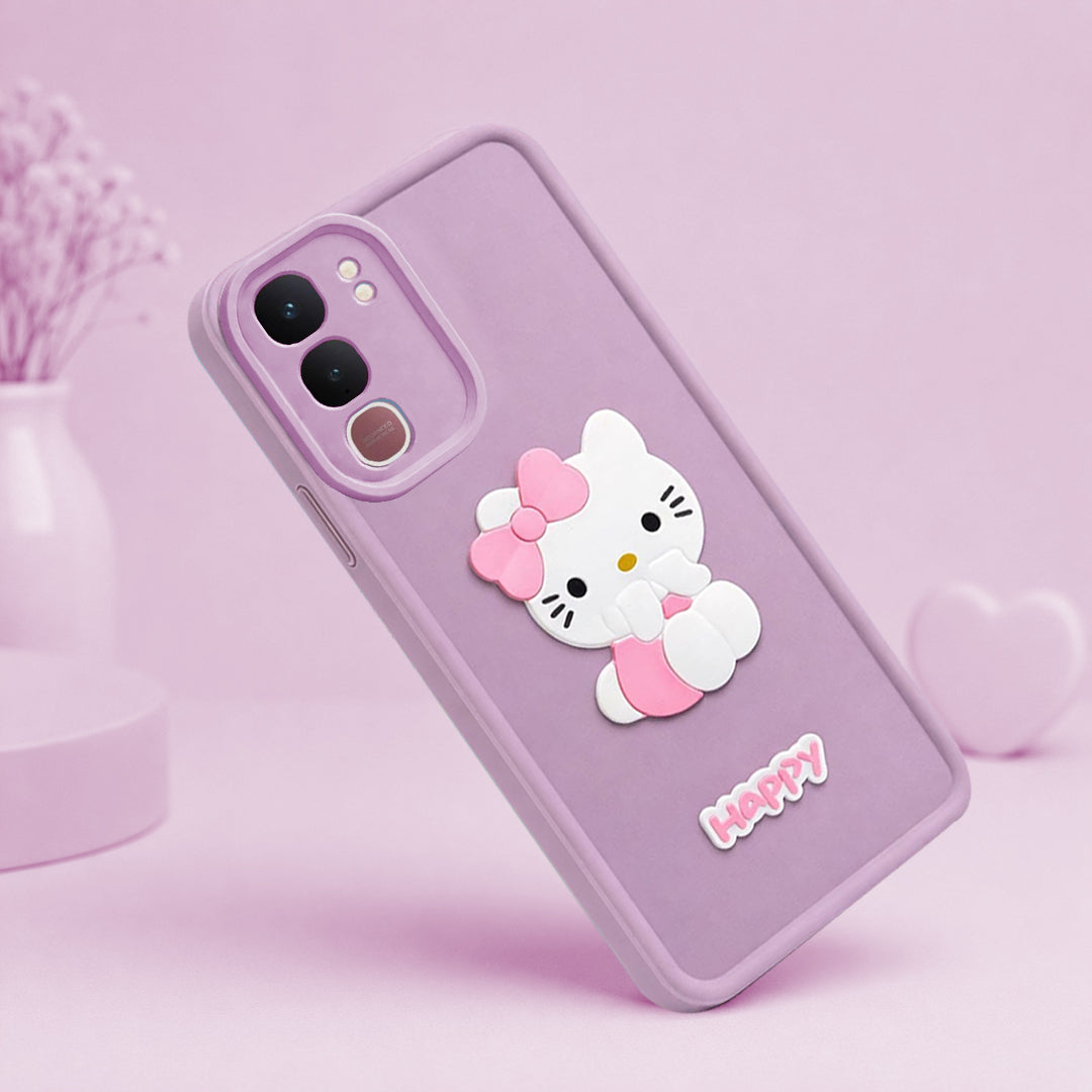 VIVO T4X  Cute 3D Kitty Soft Silicone Shockproof Protective Back Cover with Camera Protection