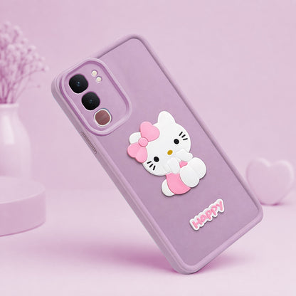 VIVO T4X  Cute 3D Kitty Soft Silicone Shockproof Protective Back Cover with Camera Protection