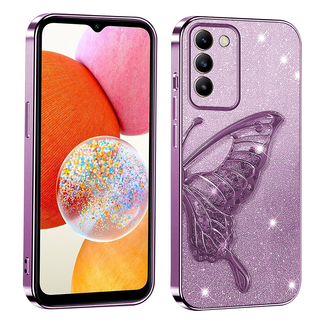 VIVO Y2OOE Cute 3D Butterfly Case Slim Plating Glitter Bling Luxury Cover