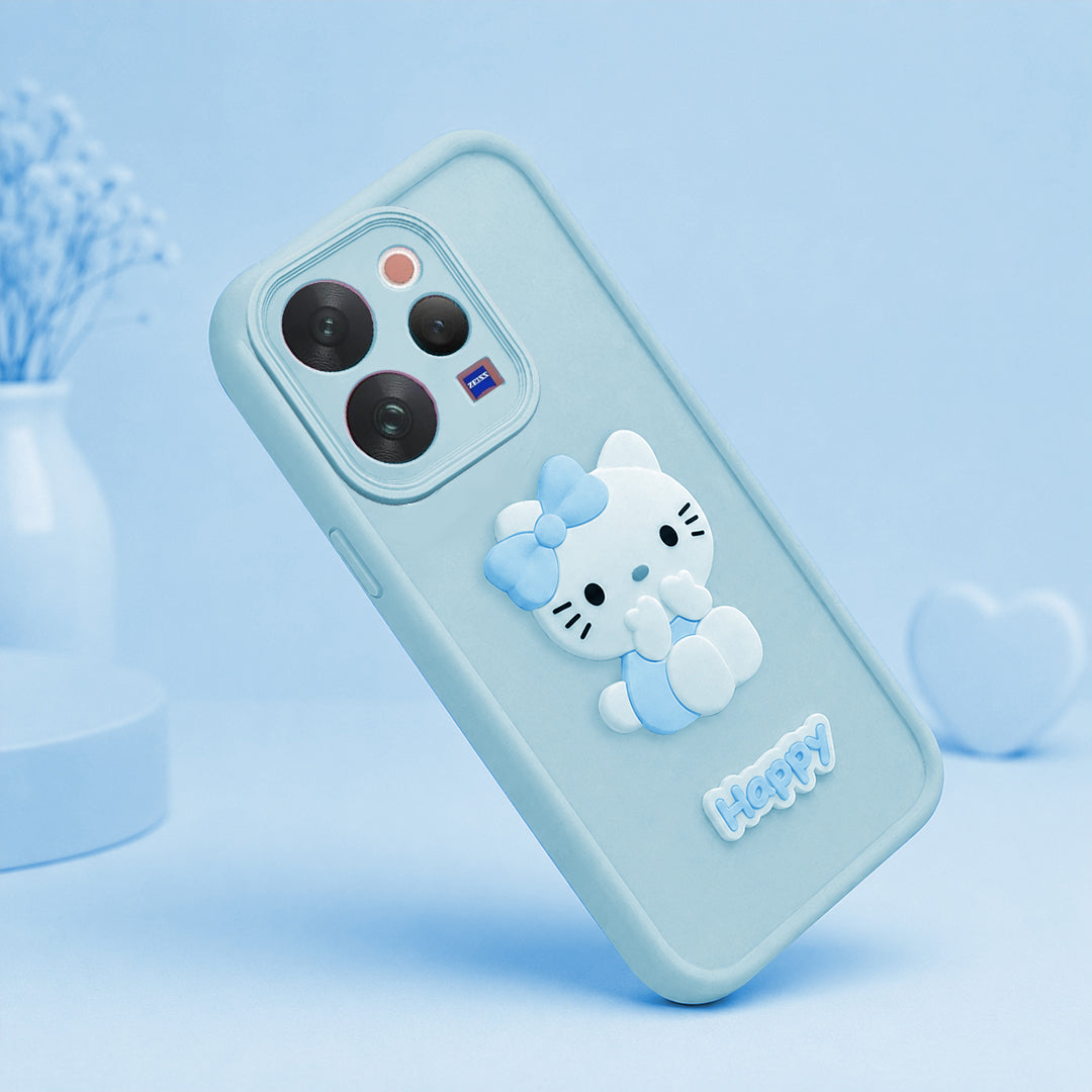 VIVO V70  Cute 3D Kitty Soft Silicone Shockproof Protective Back Cover with Camera Protection