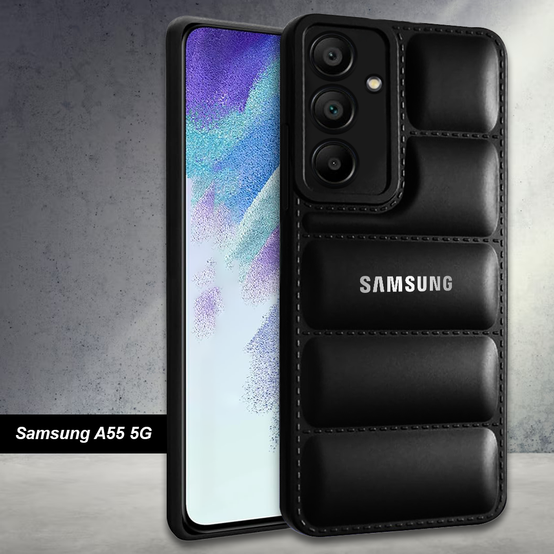 GALAXY A55 5G THE PUFFER EDITION BLACK BUMPER BACK CASE WITH LOGO