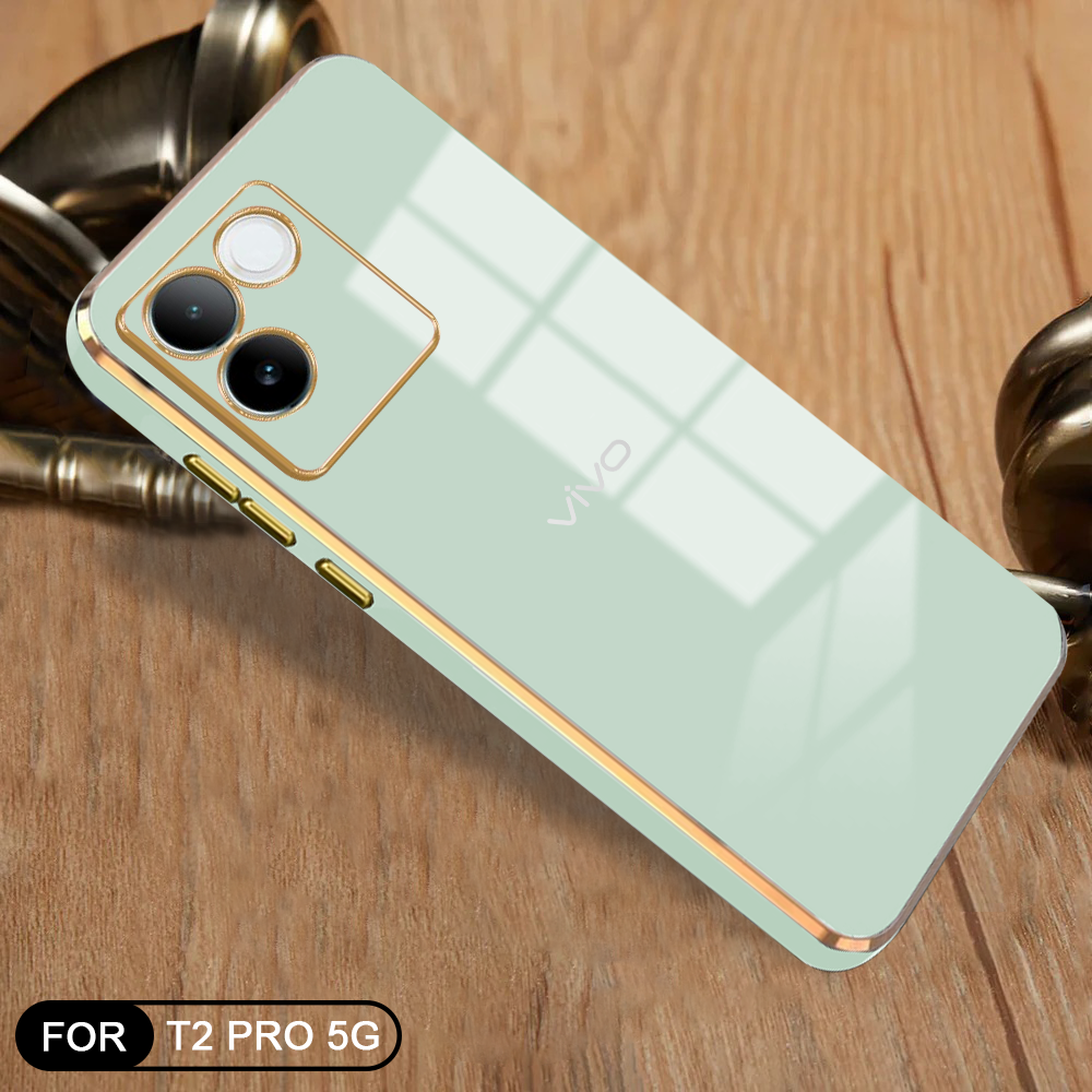 VIVO T2 PRO 5G ULTRA-SHINE GOLD ELECTROPLATED LUXURIOUS  BACK CASE WITH CAMERA PROTECTION