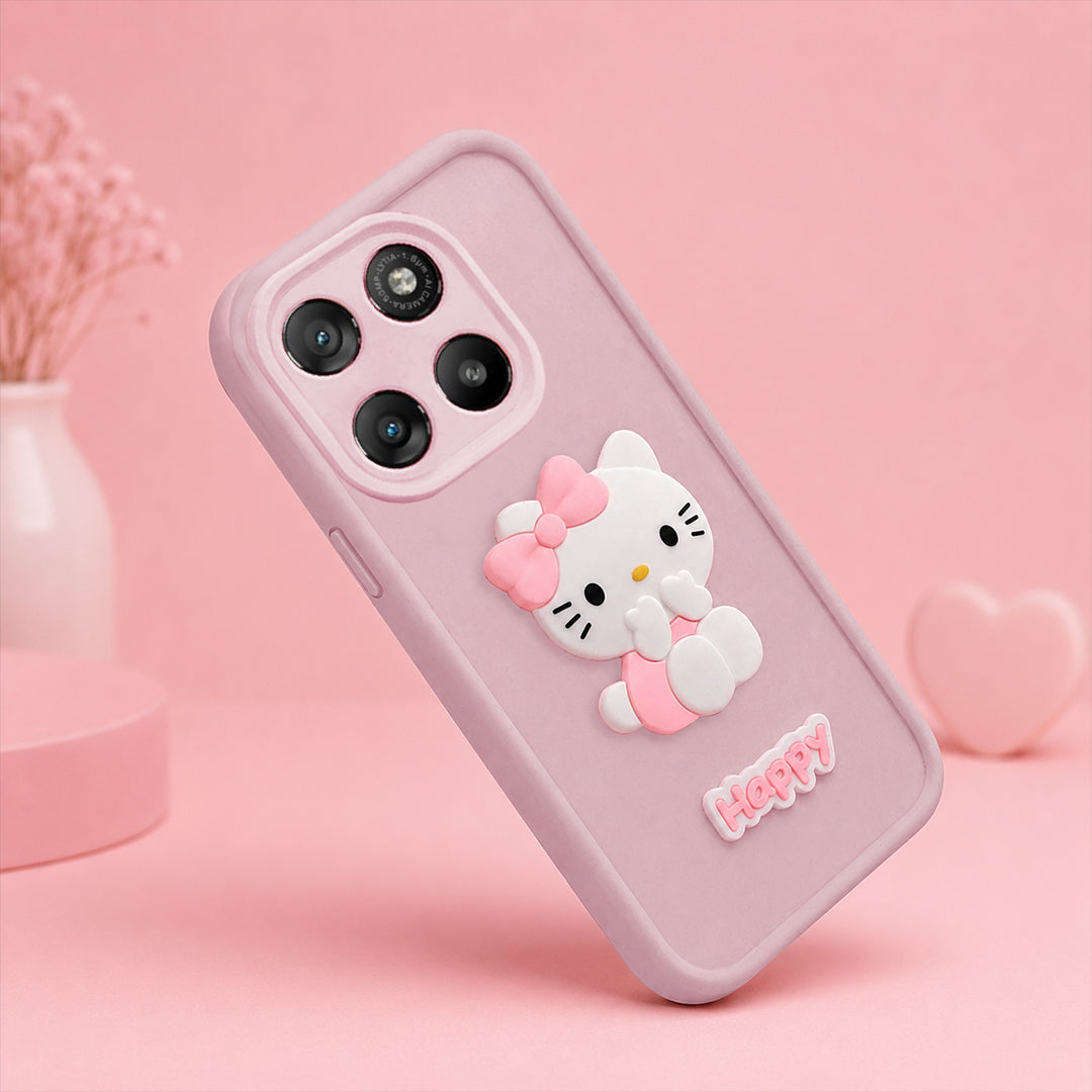 MOTOROLA EDGE 70 FUSION Cute 3D Kitty Soft Silicone Shockproof Protective Back Cover with Camera Protection