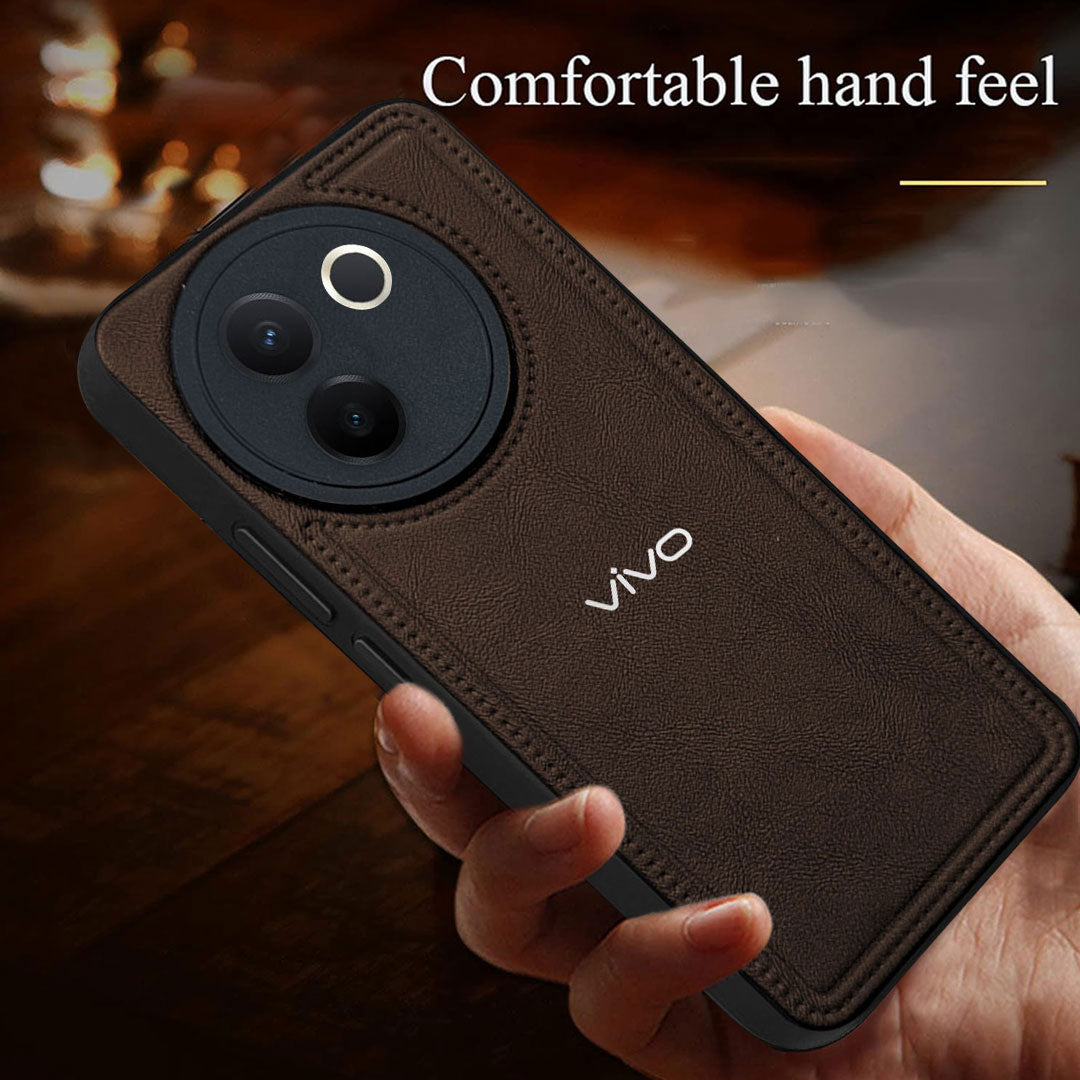VIVO V30E 5G Vintage Leather Stitched Protective Back Case