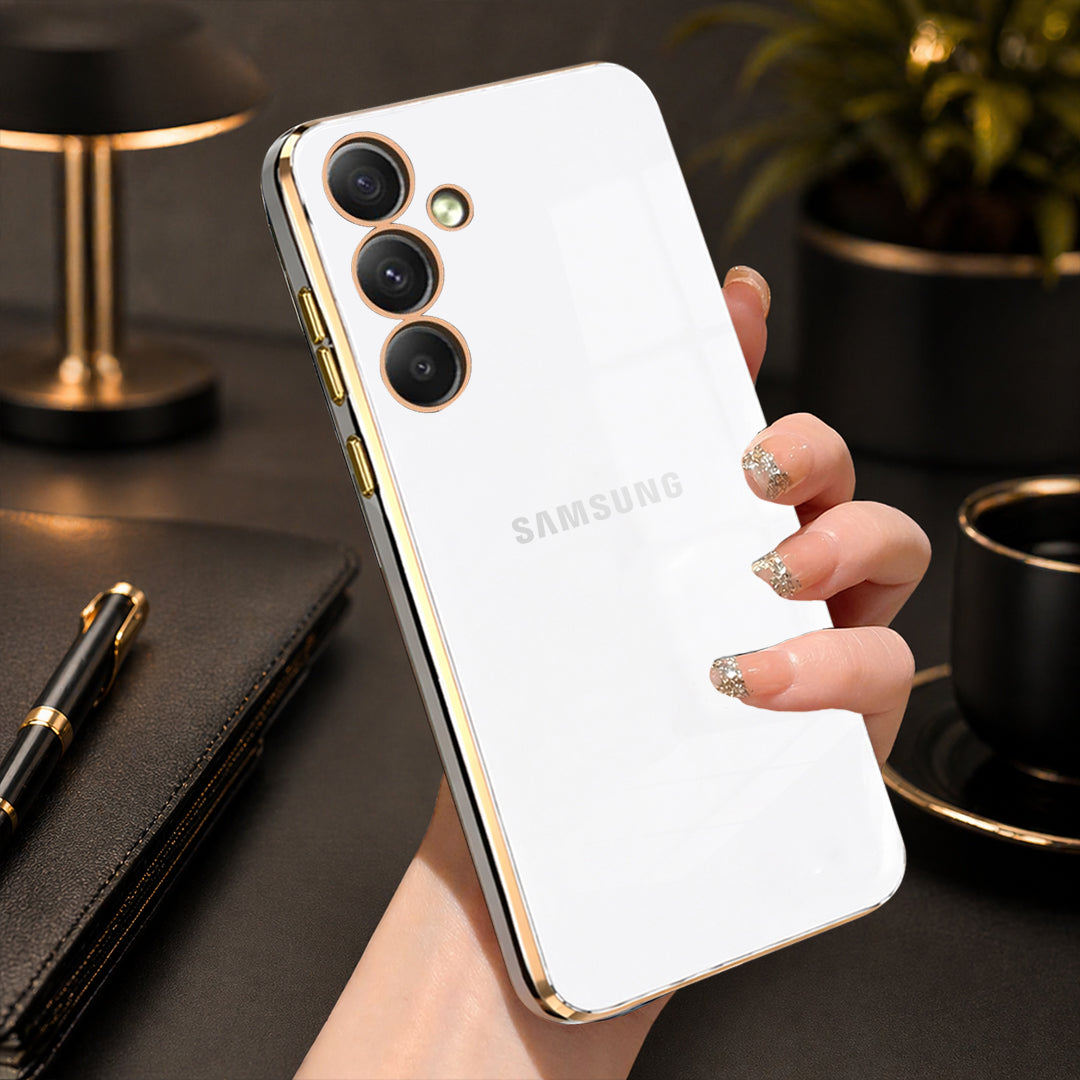 GALAXY A55 5G ULTRA-SHINE GOLD ELECTROPLATED LUXURIOUS  BACK CASE WITH CAMERA PROTECTION