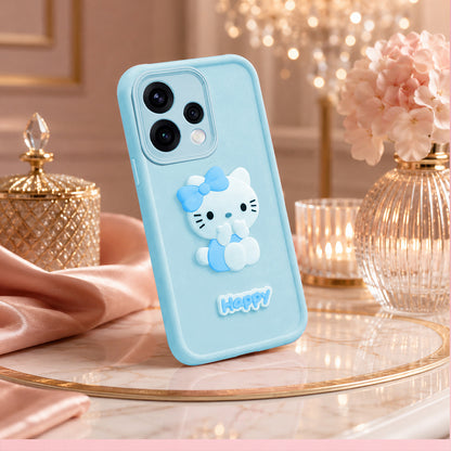 OPPO RENO 15  Cute 3D Kitty Soft Silicone Shockproof Protective Back Cover with Camera Protection