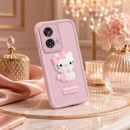 MOTOROLA EDGE 50 FUSION Cute 3D Kitty Soft Silicone Shockproof Protective Back Cover with Camera Protection