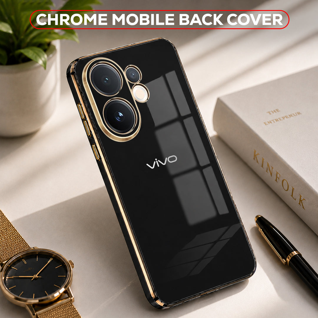 VIVO V60 5G GOLD ELECTROPLATED LUXURIOUS BACK CASE WITH CAMERA PROTECTION
