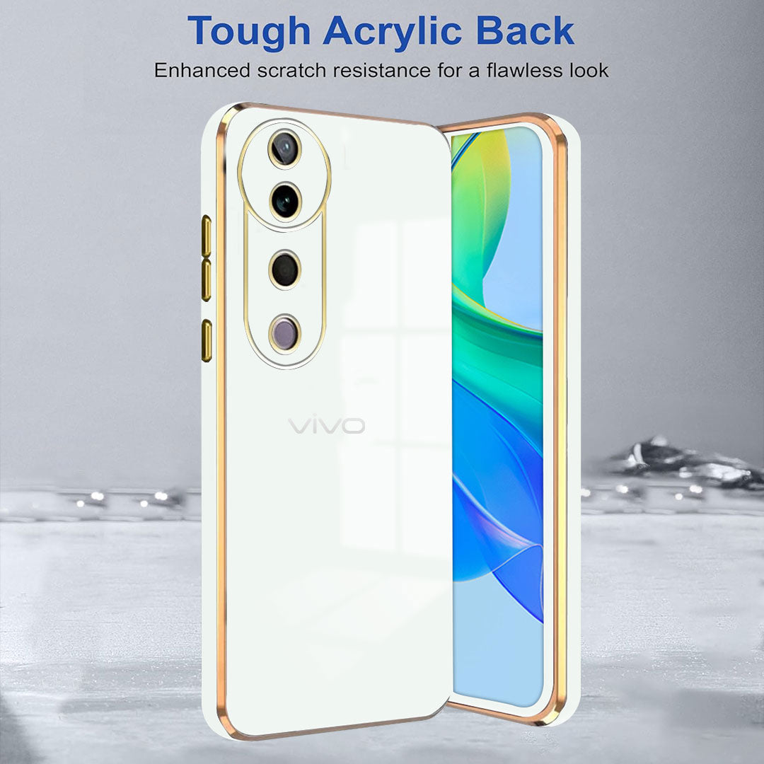 VIVO V40 5G ULTRA-SHINE GOLD ELECTROPLATED LUXURIOUS  BACK CASE WITH CAMERA PROTECTION