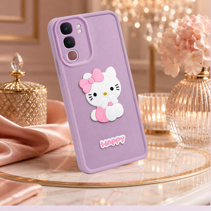VIVO T4X  Cute 3D Kitty Soft Silicone Shockproof Protective Back Cover with Camera Protection