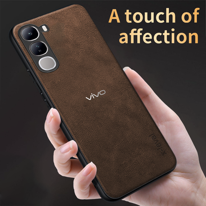 VIVO Y400 5G Vintage Leather Stitched Protective Back Case