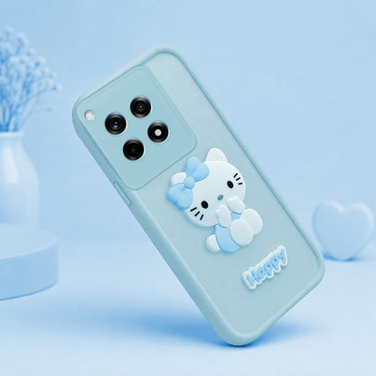 OnePlus 12R Cute 3D Kitty Soft Silicone Shockproof Protective Back Cover with Camera Protection