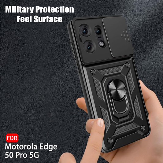 MOTOROLA EDGE 50 PRO 5G ARMOR MILITARY-GRADE CASE WITH SLIDING CAMERA COVER & 360 KICKSTAND