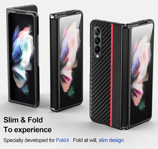 Galaxy Z Fold4 Frosted Carbon Fiber PU Leather Protective Case