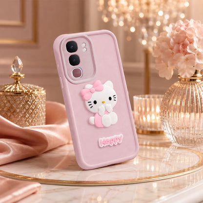 VIVO T4X  Cute 3D Kitty Soft Silicone Shockproof Protective Back Cover with Camera Protection