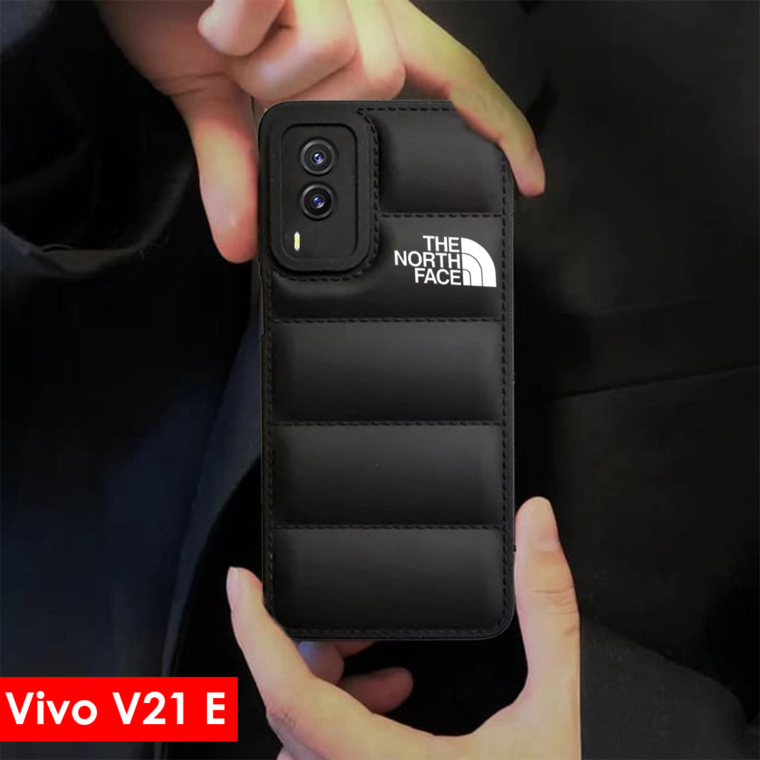 The North Face Puffer Edition Black Bumper Back Case For VIVO V21e