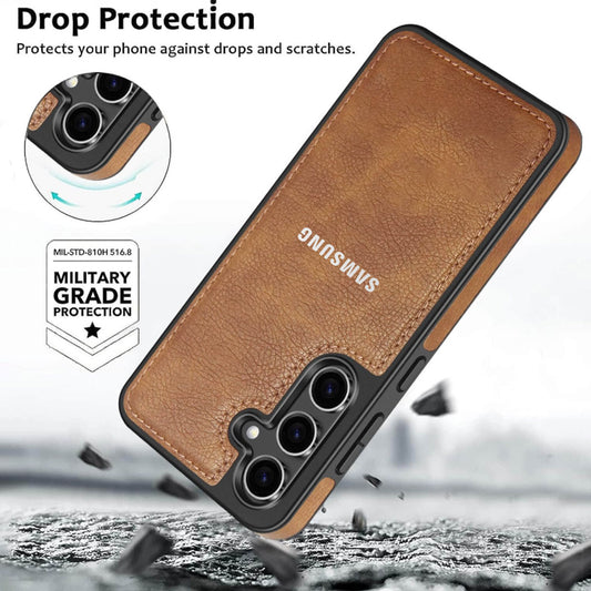 SAMSUNG Galaxy S23 FE 5G Drop Protection | Raised Camera Edges Protective Back Leather Case