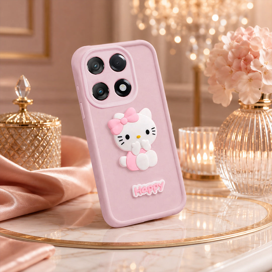 OnePlus 13R  Cute 3D Kitty Soft Silicone  Shockproof Protective Back Cover with Camera Protection