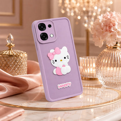 OPPO F33  Cute 3D Kitty Soft Silicone Shockproof Protective Back Cover with Camera Protection