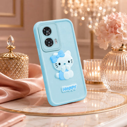 MOTOROLA EDGE 50 FUSION Cute 3D Kitty Soft Silicone Shockproof Protective Back Cover with Camera Protection