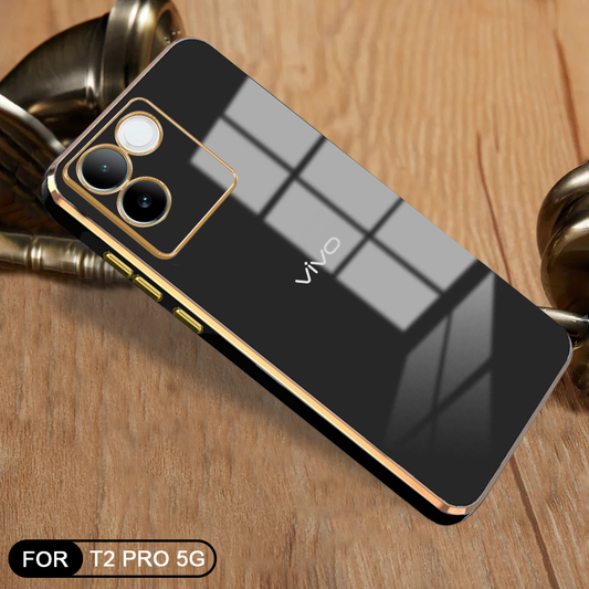 VIVO T2 PRO 5G ULTRA-SHINE GOLD ELECTROPLATED LUXURIOUS  BACK CASE WITH CAMERA PROTECTION