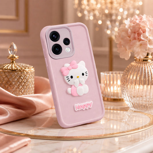 OPPO RENO 15  Cute 3D Kitty Soft Silicone Shockproof Protective Back Cover with Camera Protection